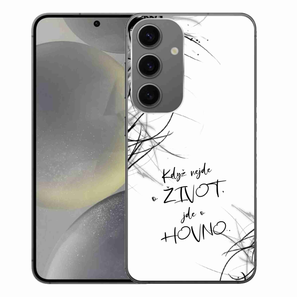 Gelový kryt mmCase na Samsung Galaxy S24+ - vtipný text 16 bílé pozadí