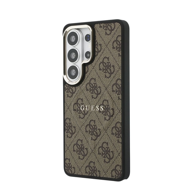 Guess PU Leather 4G Gold Frame Magnetic Zadní Kryt pro Samsung Galaxy S26 Ultra Brown