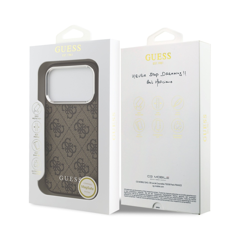 Guess 4G MagSafe Zadní Kryt pro iPhone 17 Pro Brown
