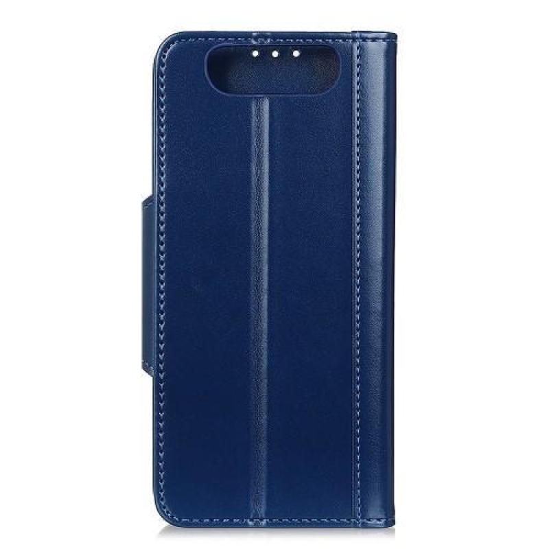 Stand elegantní PU kožené peněženkové pouzdro pro mobil Samsung Galaxy A80 - tmavěmodré