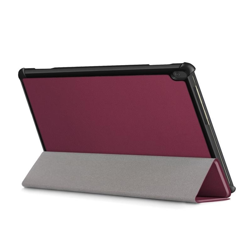 Stand polohovatelné PU kožené pouzdro na tablet Lenovo Tab M10 - vínové