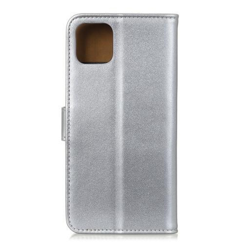 Stand PU kožené peněženkové pouzdro na mobil Apple iPhone 11 6.1 (2019) - stříbrné
