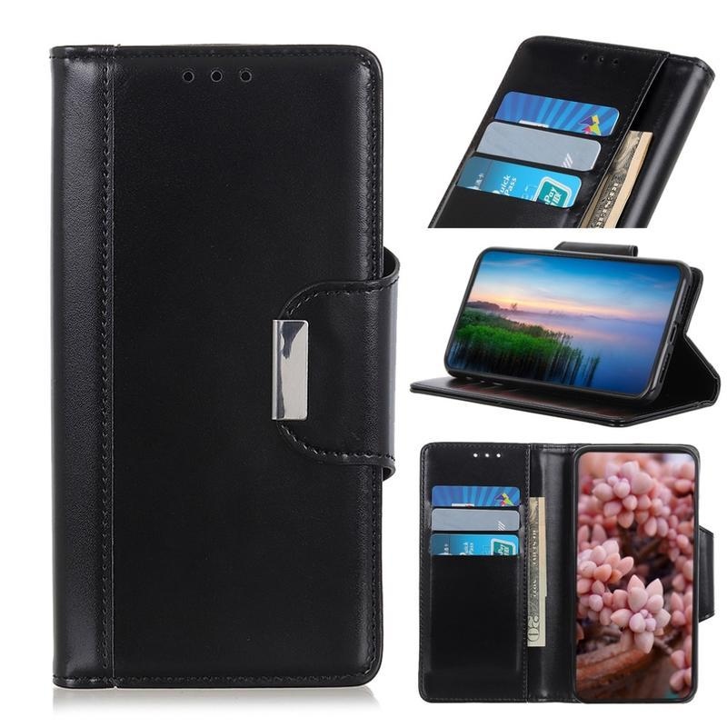 Stand PU kožené peněženkové pouzdro na mobil iPhone 12 Pro/12 - černé