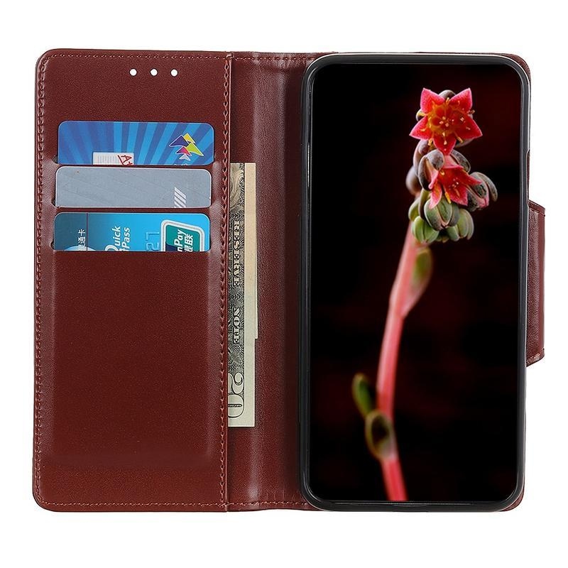 Stand PU kožené peněženkové pouzdro na mobil iPhone 12 Pro/12 - hnědé