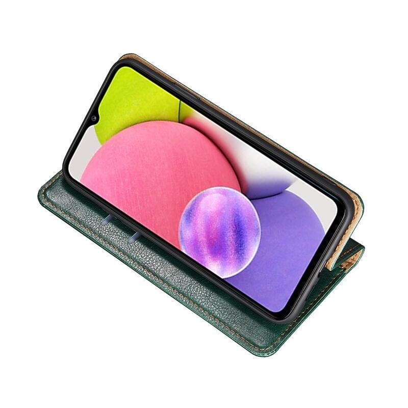 Stand PU kožené peněženkové pouzdro na mobil Samsung Galaxy S21 FE 5G - zelené