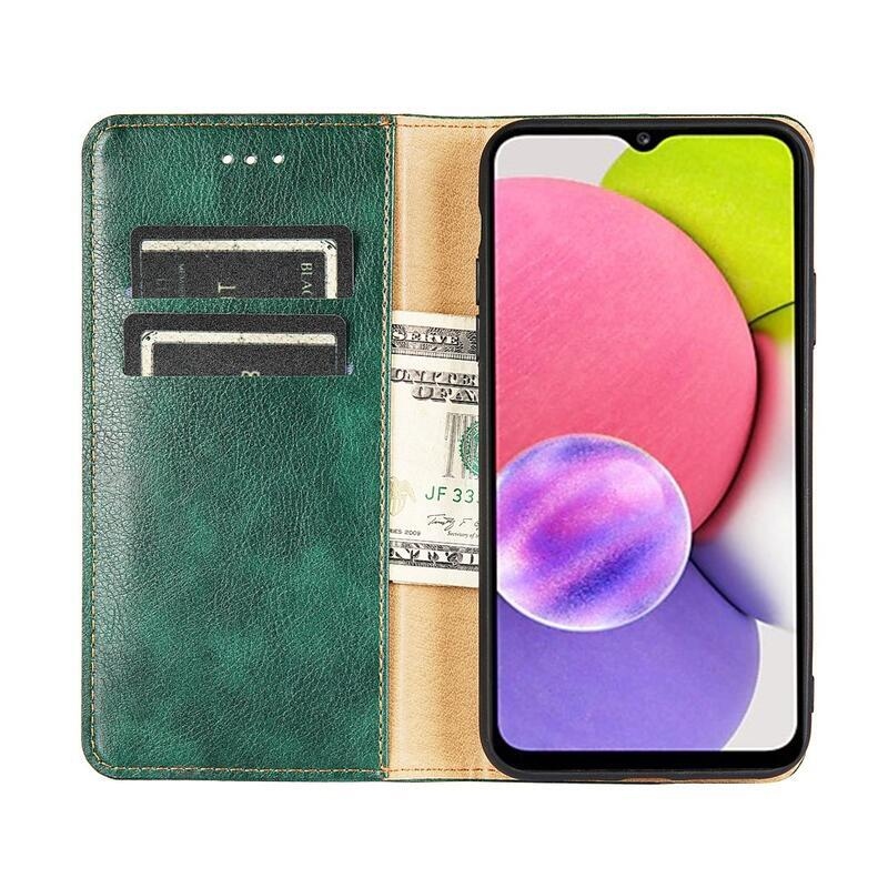 Stand PU kožené peněženkové pouzdro na mobil Samsung Galaxy S21 FE 5G - zelené