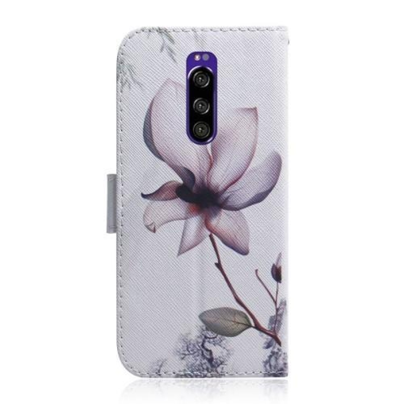 Stand PU kožené peněženkové pouzdro na mobil Sony Xperia 1 - květ