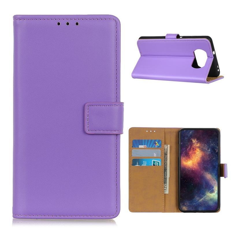 Stand PU kožené peněženkové pouzdro na mobil Xiaomi Poco X3/X3 Pro - fialové