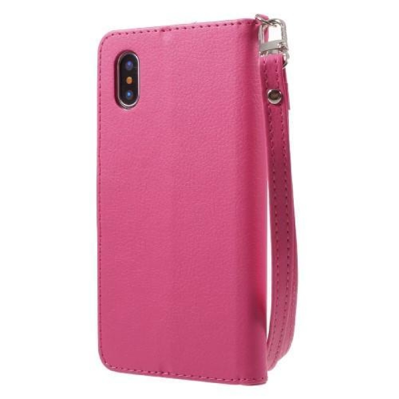 Stand PU kožené pouzdro se zapínáním na iPhone X - rose