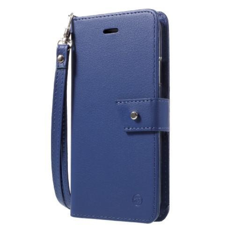 Stand PU kožené pouzdro se zapínáním na iPhone X - tmavěmodré