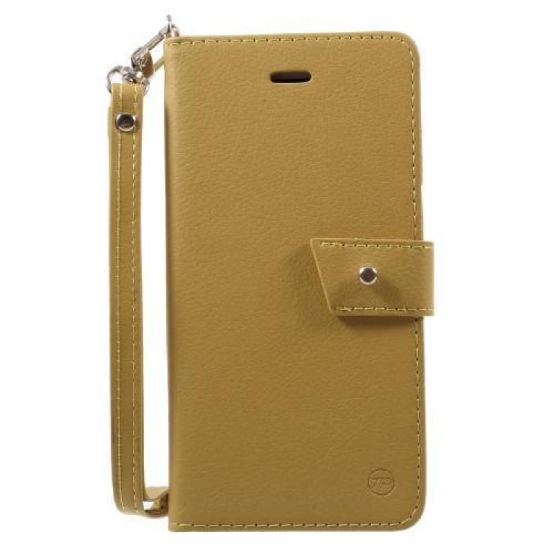 Stand PU kožené pouzdro se zapínáním na iPhone X - zlaté
