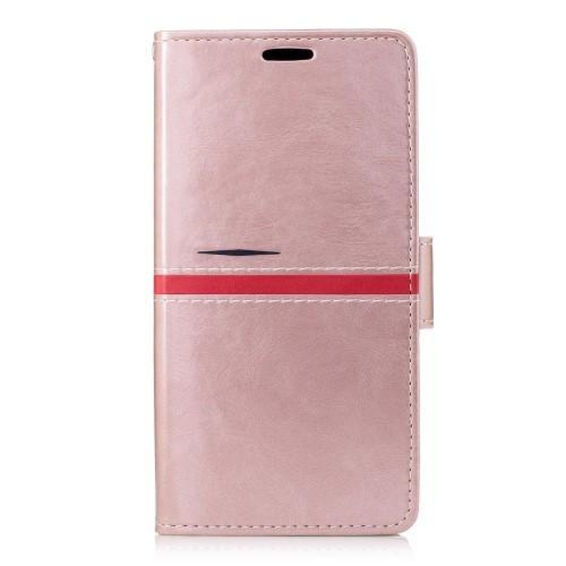 Standy PU kožené peněženkové pouzdro na Sony Xperia XZ - růžovozlaté