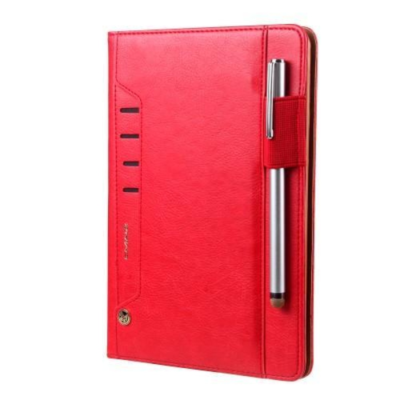 Standy PU kožené pouzdro s přihrádkami na iPad mini 4 - červené
