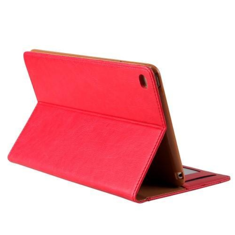 Standy PU kožené pouzdro s přihrádkami na iPad mini 4 - červené