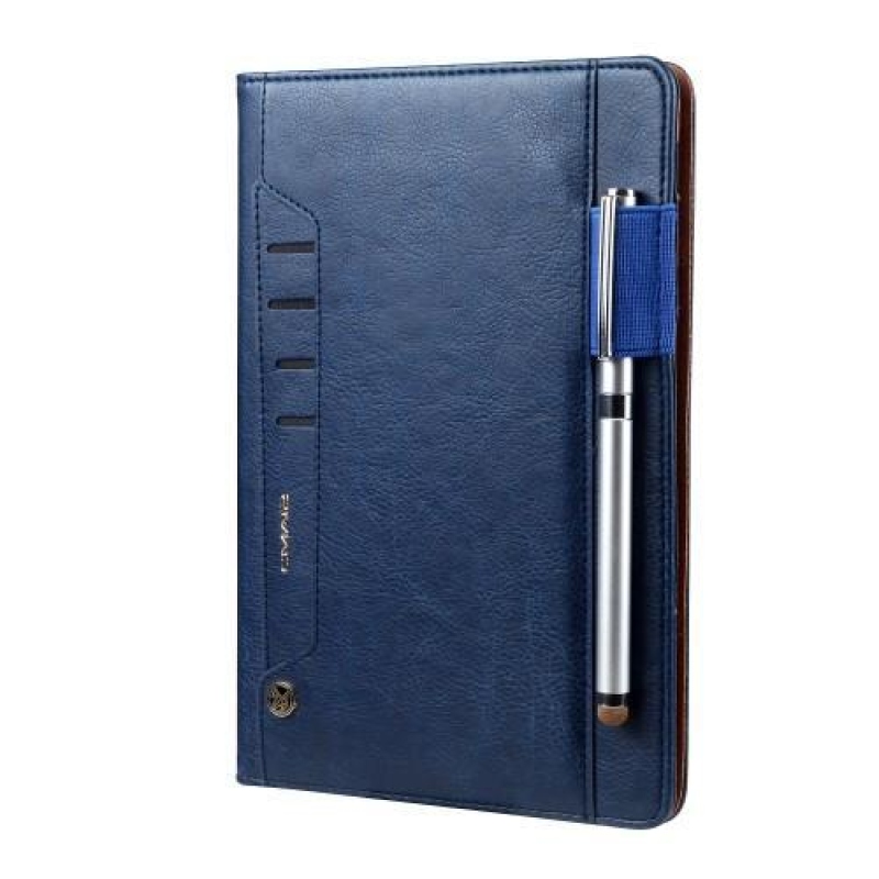 Standy PU kožené pouzdro s přihrádkami na iPad mini 4 - modré