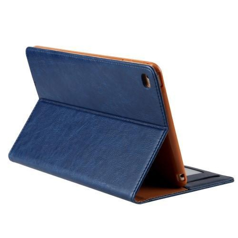 Standy PU kožené pouzdro s přihrádkami na iPad mini 4 - modré