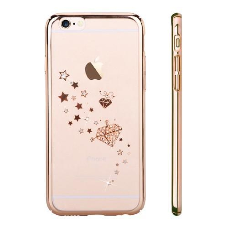 Star krystalový plastový obal na iPhone 6s Plus a 6 Plus - zlatý