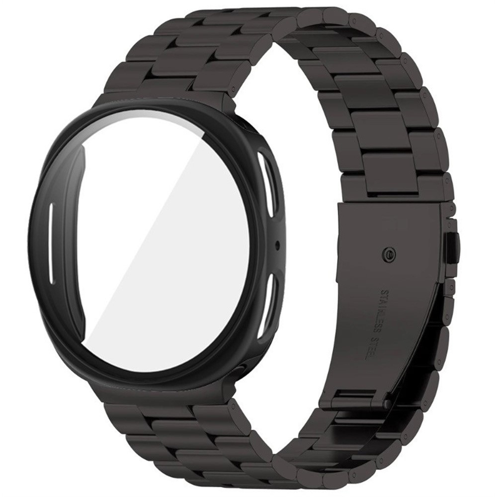 Steel nerezový řemínek + plastové pouzdro se sklem na Samsung Galaxy Watch9 40mm/Watch8 40mm - černý