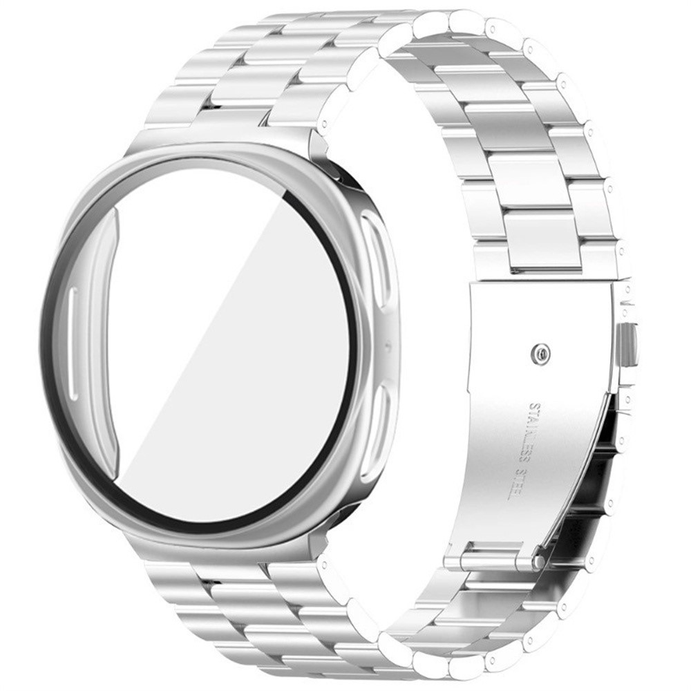 Steel nerezový řemínek + plastové pouzdro se sklem na Samsung Galaxy Watch9 40mm/Watch8 40mm - stříbrný