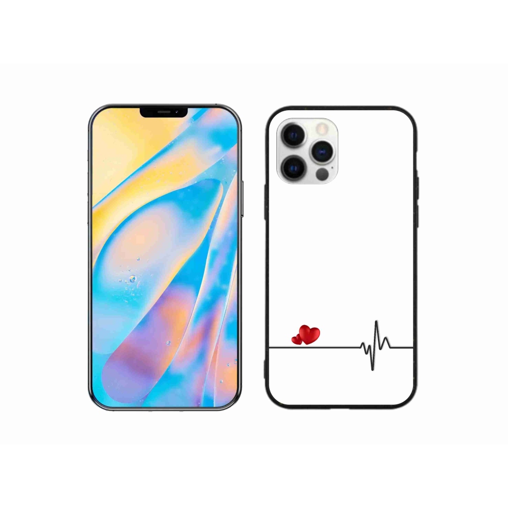 Gelový kryt mmCase na iPhone 12 - srdce a tep bílé pozadí