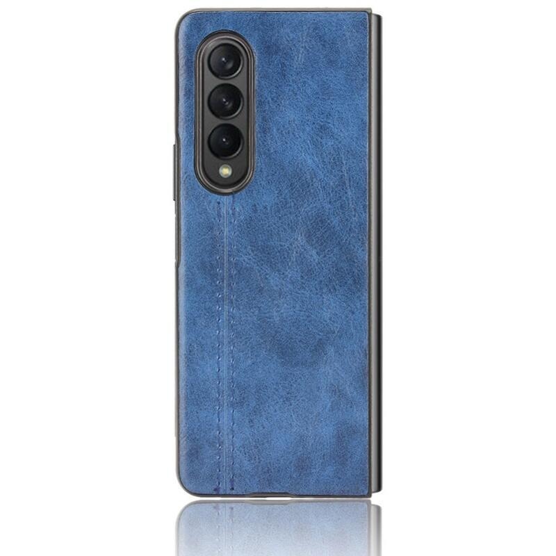 Stitchi plastový obal potažený PU kůží na mobil Samsung Galaxy Z Fold3 5G - modrý