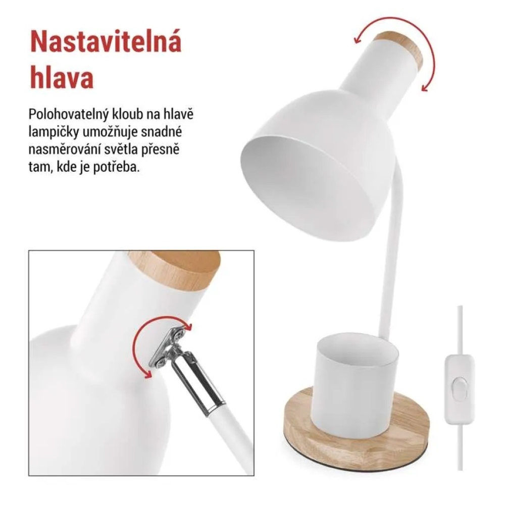 Stolní lampa POPPY na žárovku E27 - bílá