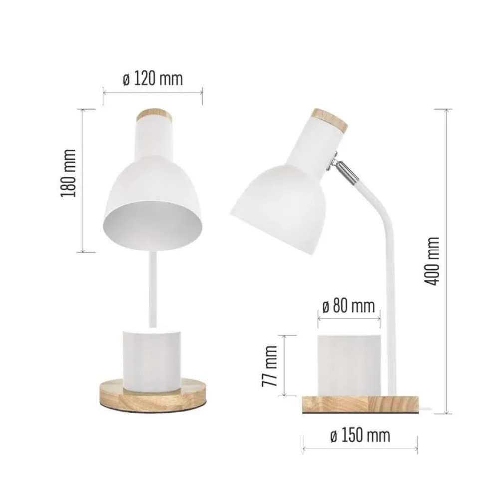 Stolní lampa POPPY na žárovku E27 - bílá