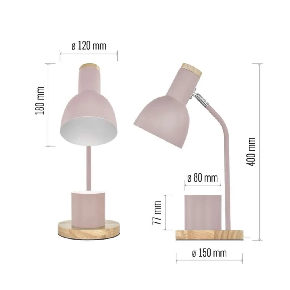 Stolní lampa POPPY na žárovku E27 - růžová