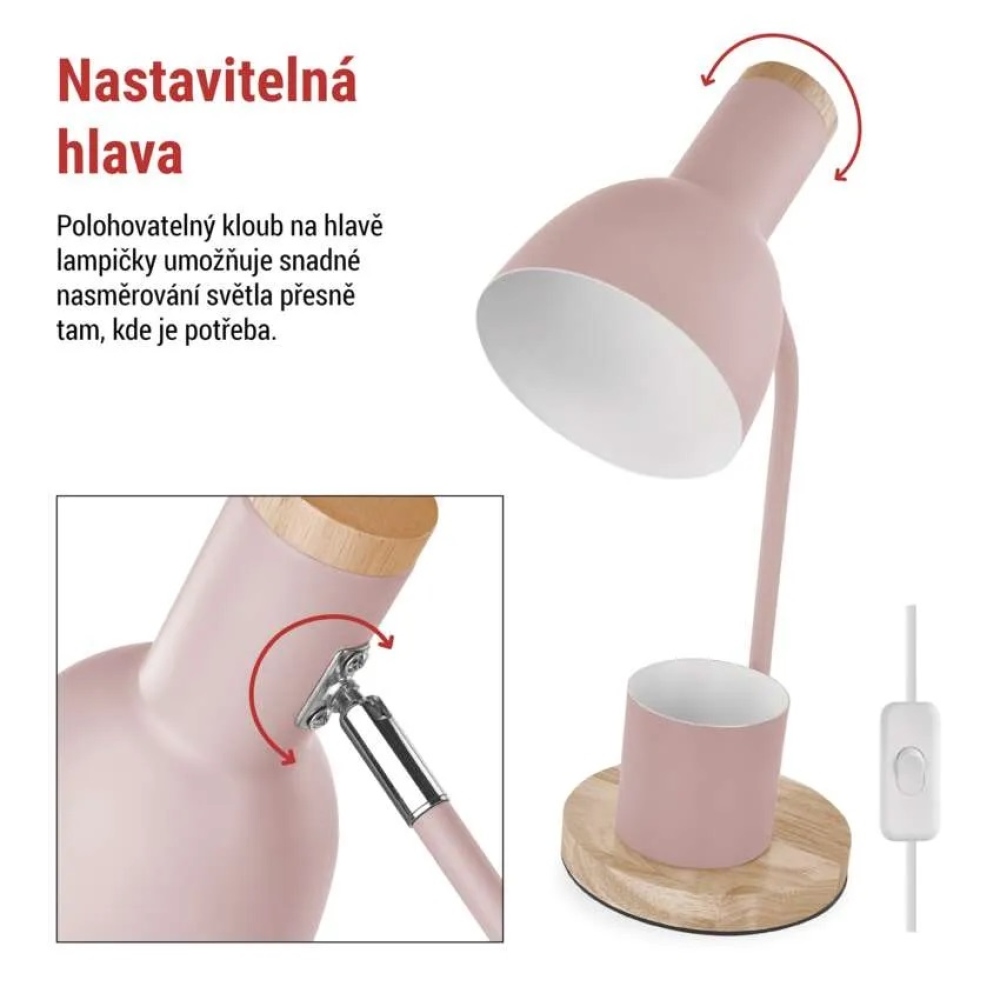 Stolní lampa POPPY na žárovku E27 - růžová