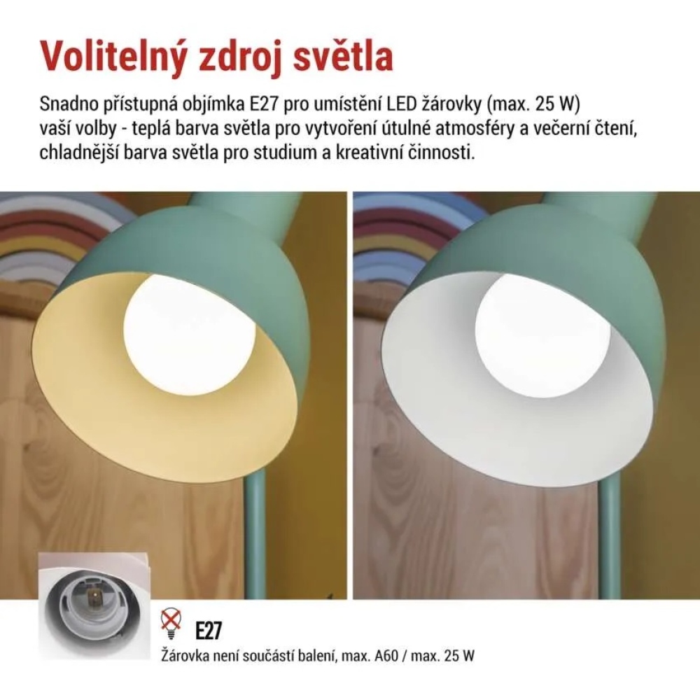 Stolní lampa POPPY na žárovku E27 - zelená