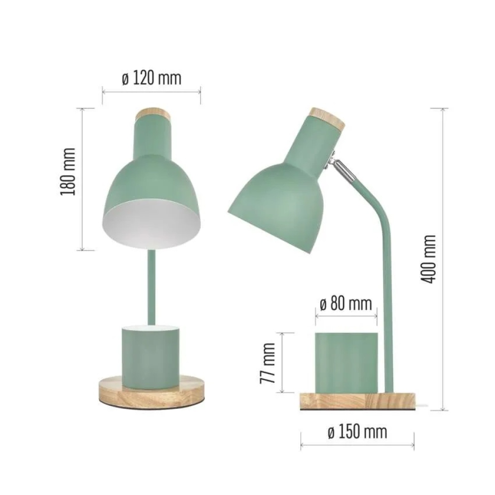 Stolní lampa POPPY na žárovku E27 - zelená