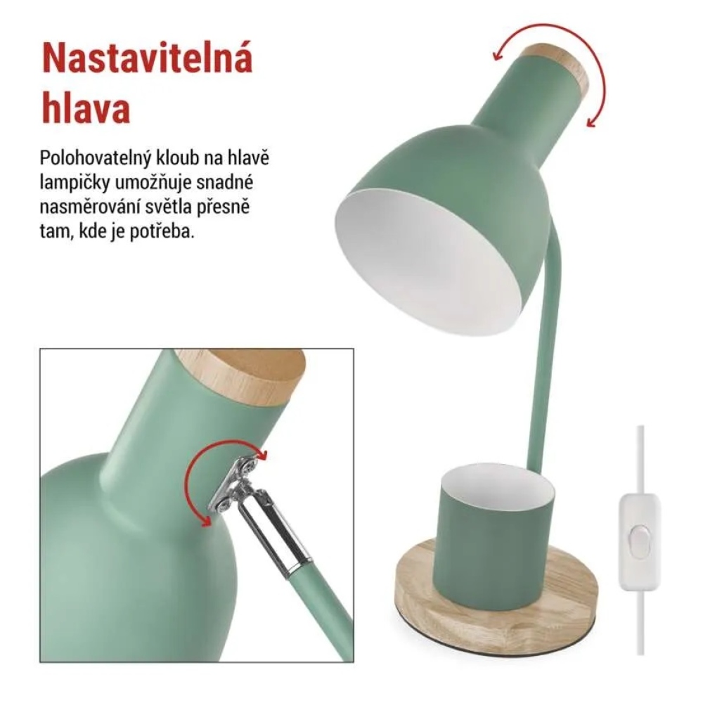 Stolní lampa POPPY na žárovku E27 - zelená