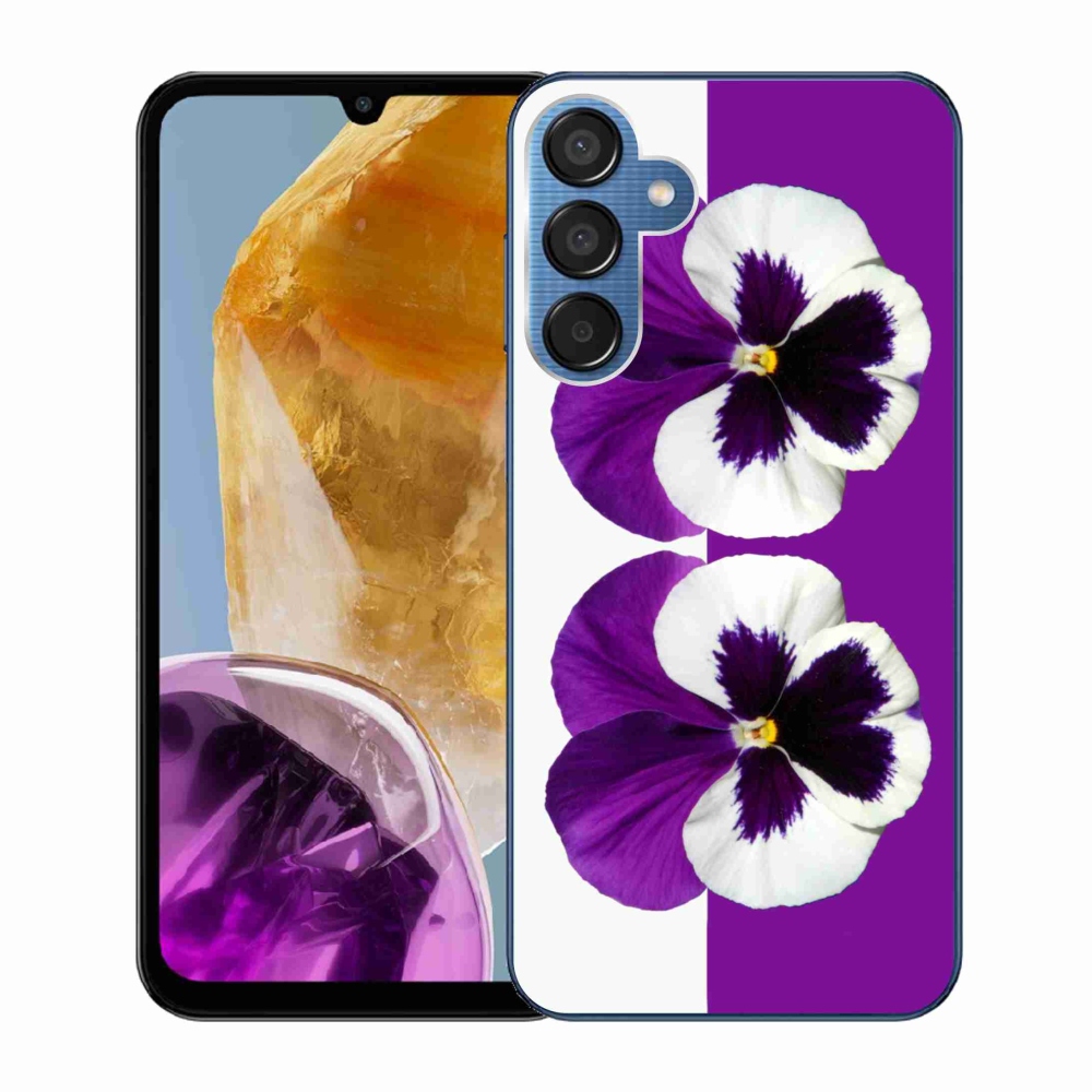Gelový kryt mmCase na Samsung Galaxy M15 5G - fialovobílý květ
