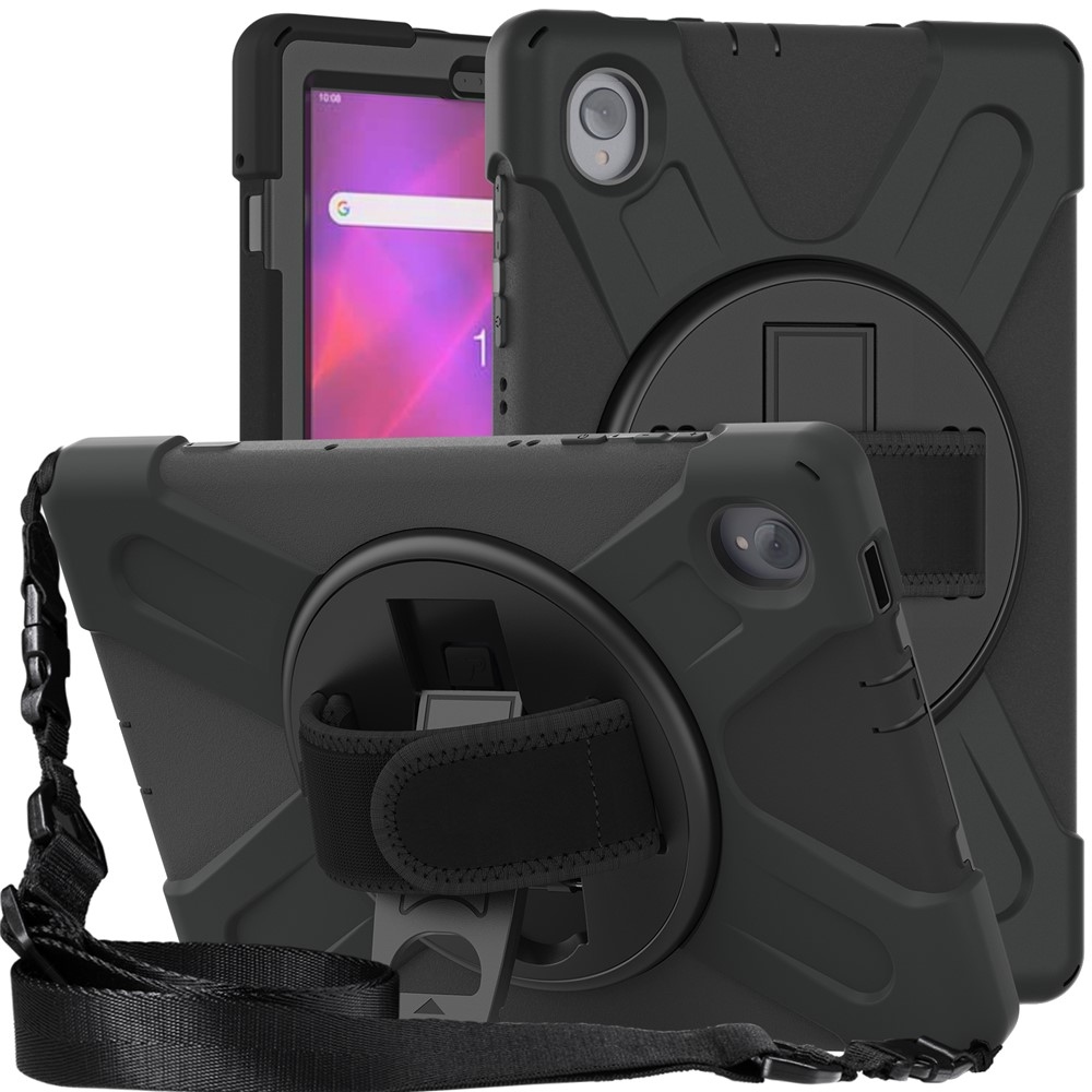 Strap odolný kryt s držákem na ruku a ramenním popruhem na Lenovo Tab M10 Plus TB-X606F/X/V - černý