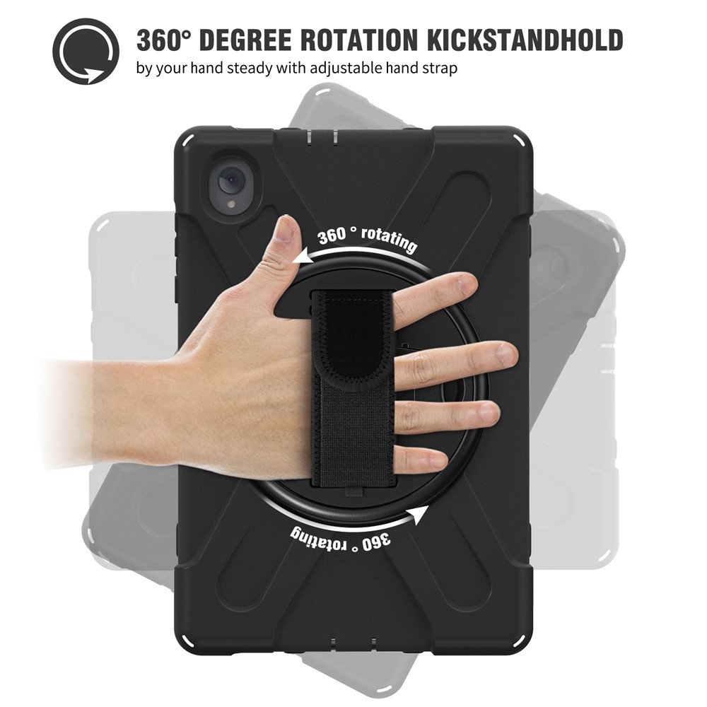 Strap odolný kryt s držákem na ruku a ramenním popruhem na Lenovo Tab M10 Plus TB-X606F/X/V - černý