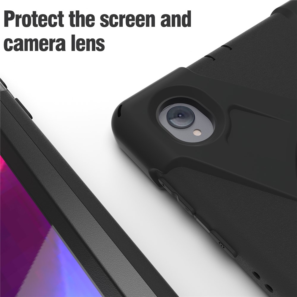 Strap odolný kryt s držákem na ruku a ramenním popruhem na Lenovo Tab M10 Plus TB-X606F/X/V - černý