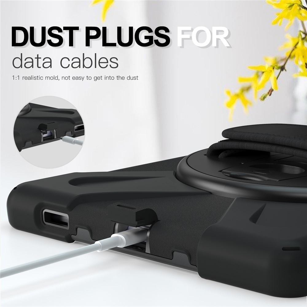 Strap odolný kryt s držákem na ruku a ramenním popruhem na Lenovo Tab M10 Plus TB-X606F/X/V - černý