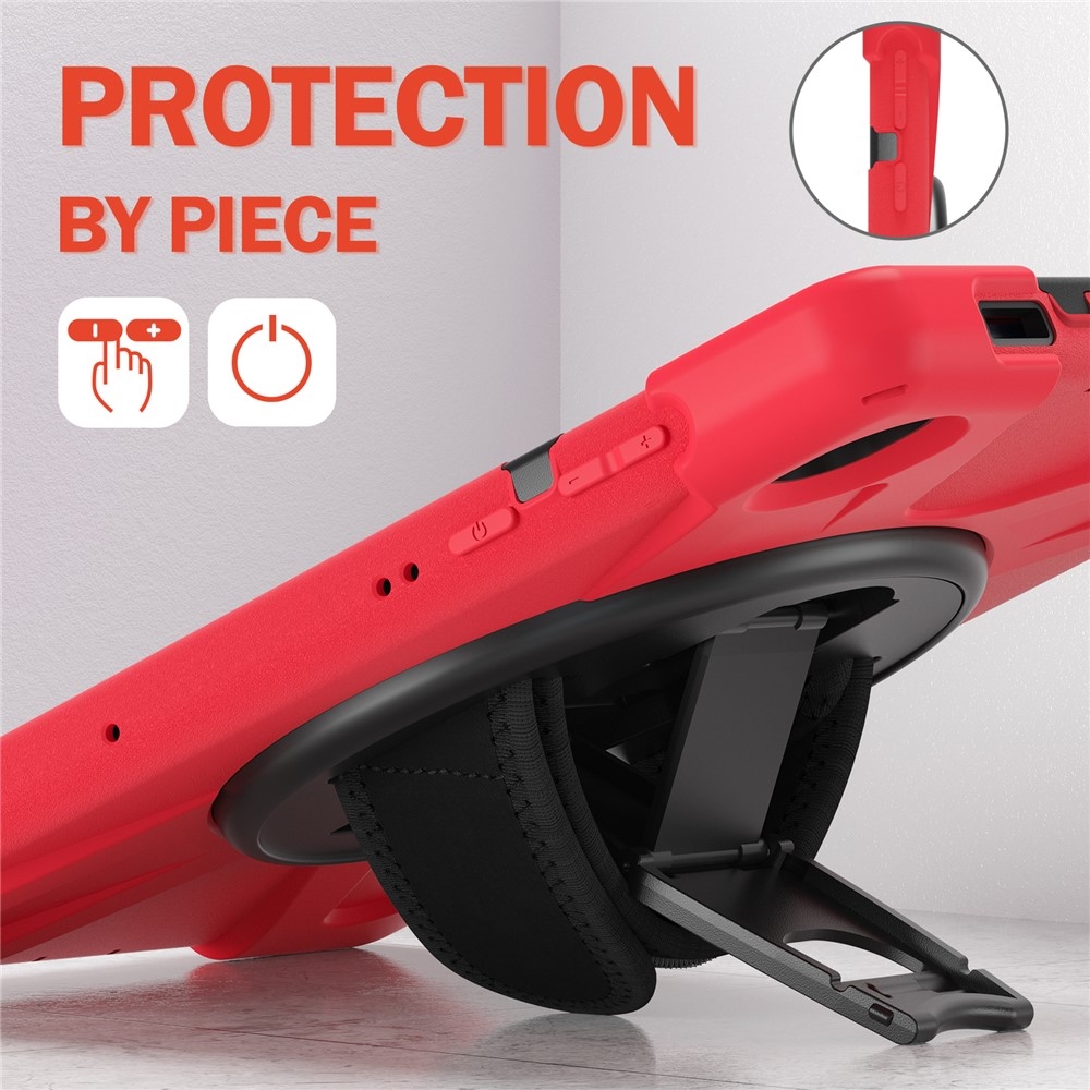 Strap odolný kryt s držákem na ruku a ramenním popruhem na Lenovo Tab M10 Plus TB-X606F/X/V - červený