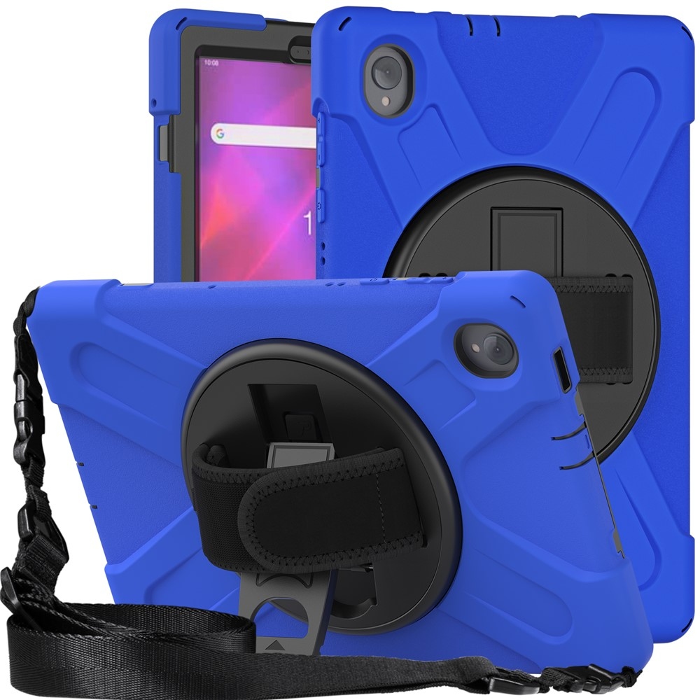 Strap odolný kryt s držákem na ruku a ramenním popruhem na Lenovo Tab M10 Plus TB-X606F/X/V - modrý