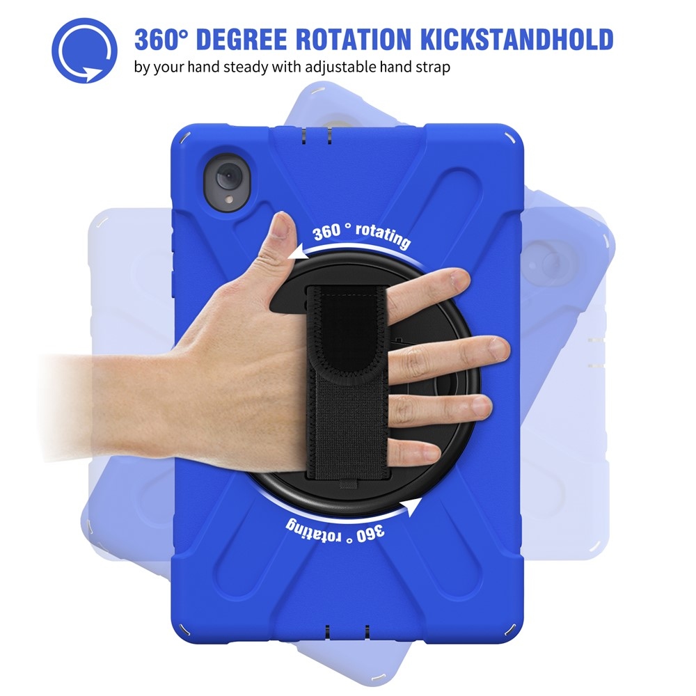 Strap odolný kryt s držákem na ruku a ramenním popruhem na Lenovo Tab M10 Plus TB-X606F/X/V - modrý