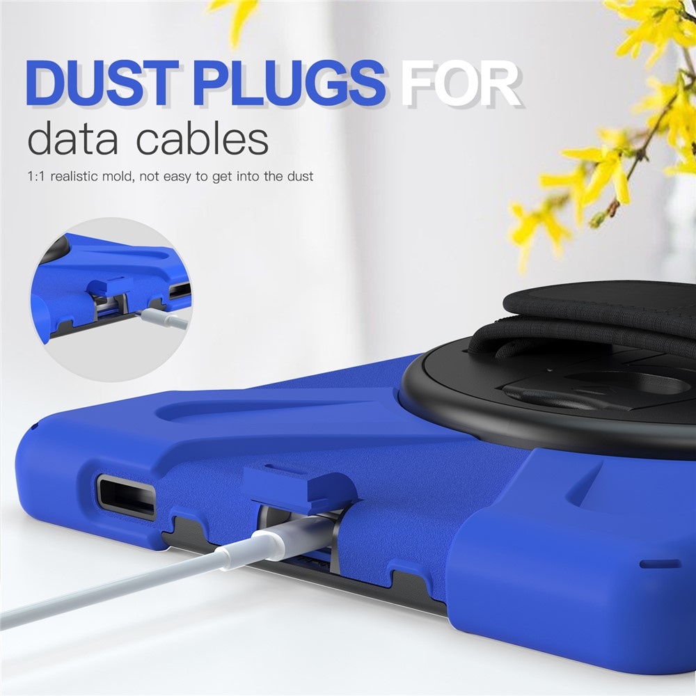 Strap odolný kryt s držákem na ruku a ramenním popruhem na Lenovo Tab M10 Plus TB-X606F/X/V - modrý