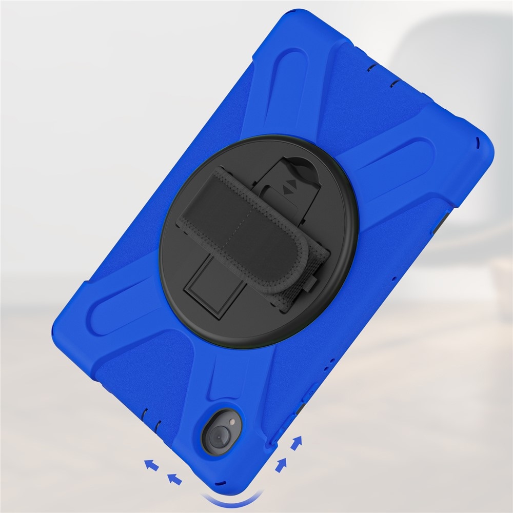 Strap odolný kryt s držákem na ruku a ramenním popruhem na Lenovo Tab M10 Plus TB-X606F/X/V - modrý