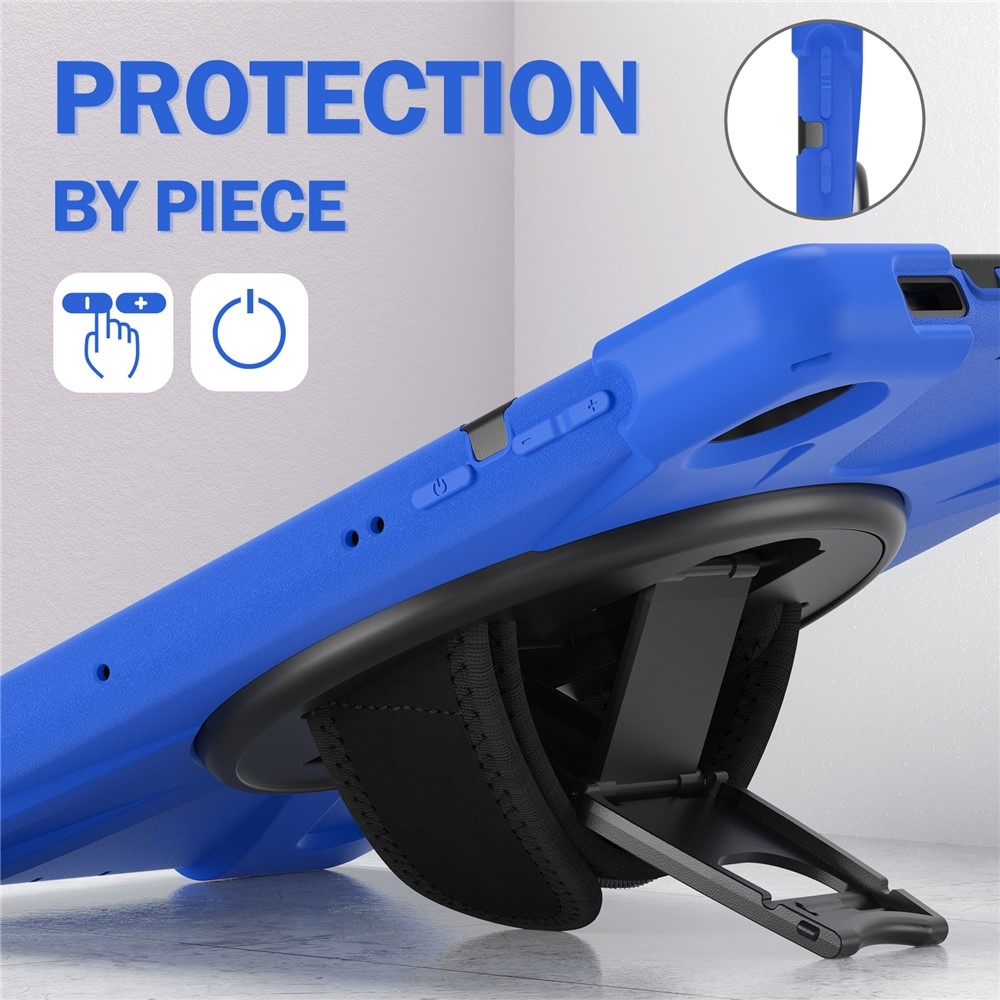 Strap odolný kryt s držákem na ruku a ramenním popruhem na Lenovo Tab M10 Plus TB-X606F/X/V - modrý