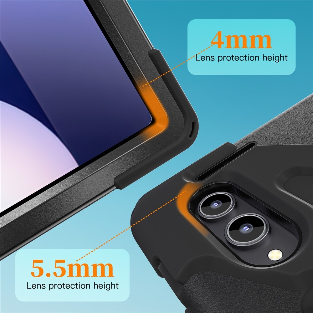 Strap odolný kryt s držákem na ruku a ramenním popruhem na Samsung Galaxy Tab S11 Ultra - černý