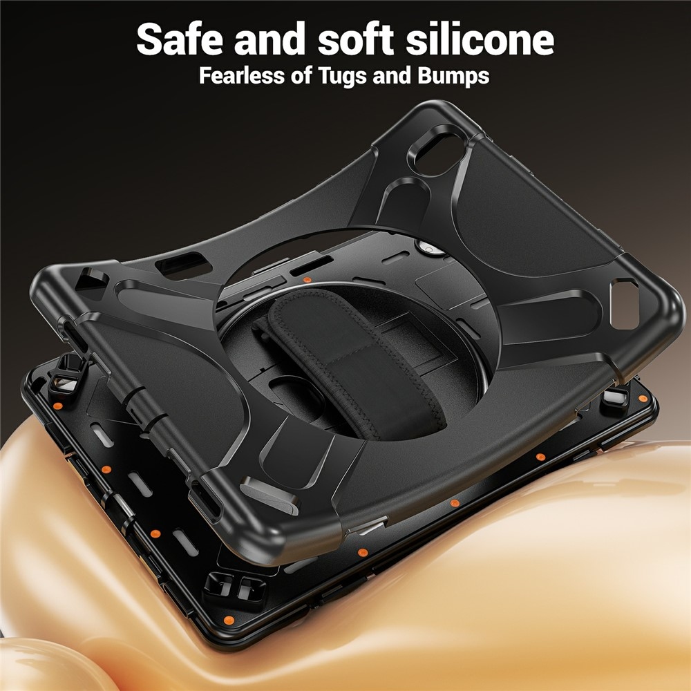 Strap odolný kryt s držákem na ruku a ramenním popruhem na Samsung Galaxy Tab S12+ - černý