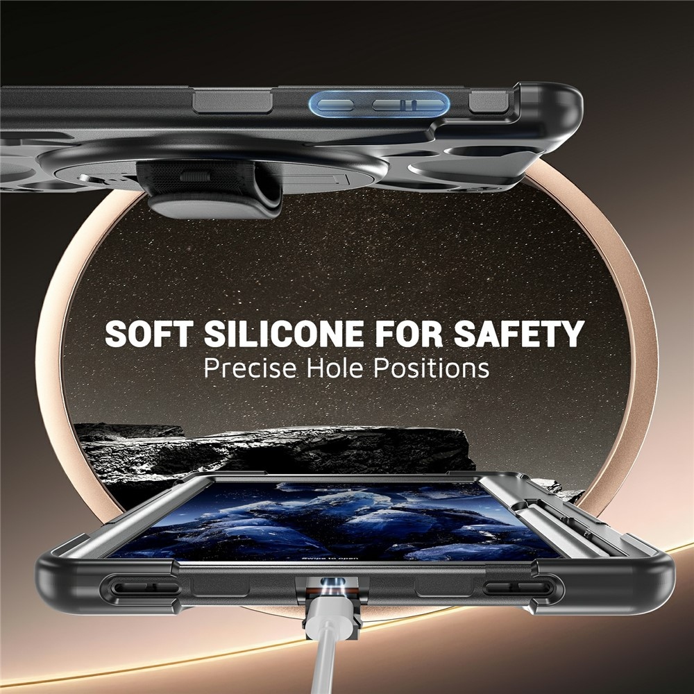 Strap odolný kryt s držákem na ruku a ramenním popruhem na Samsung Galaxy Tab S12+ - černý