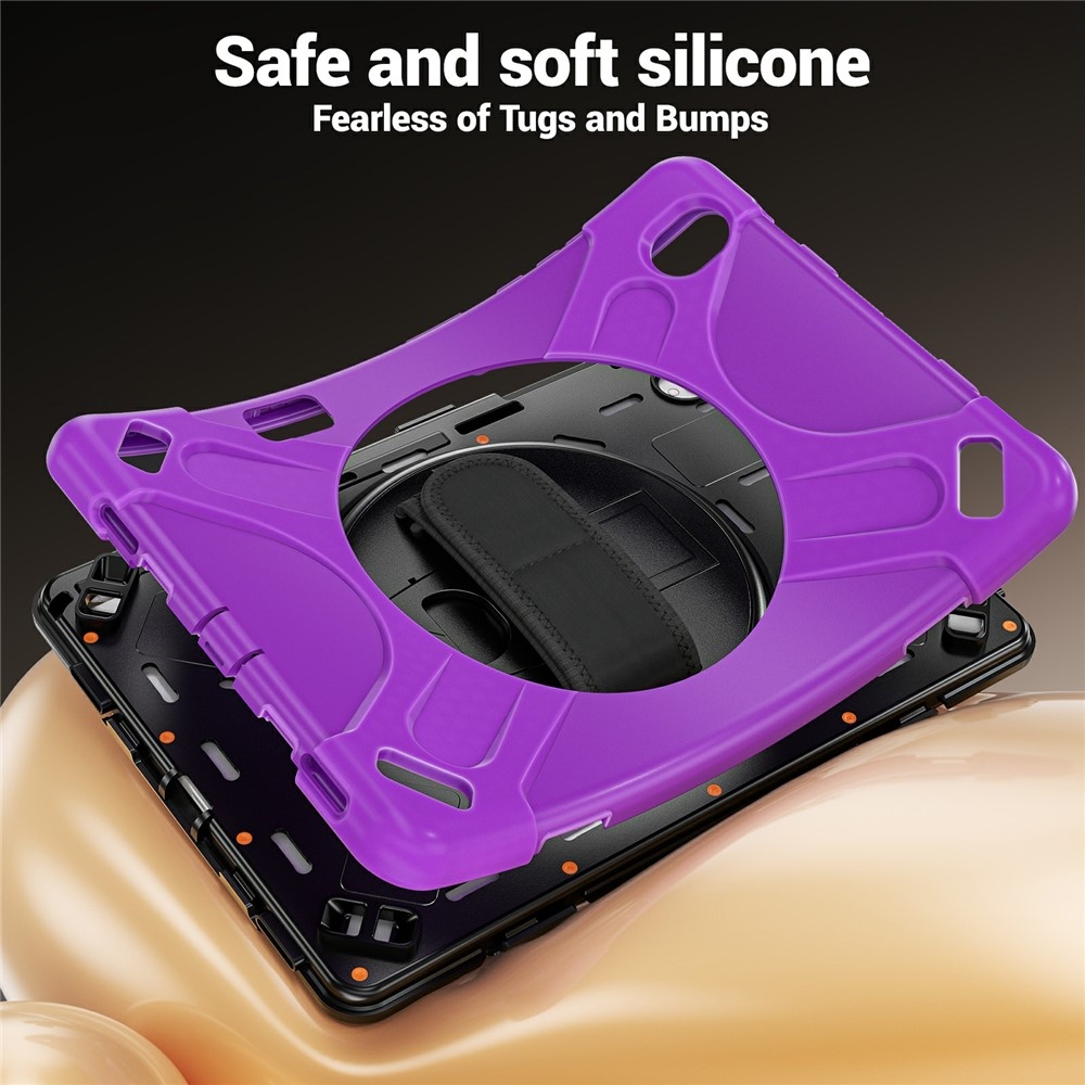 Strap odolný kryt s držákem na ruku a ramenním popruhem na Samsung Galaxy Tab S12+ - fialový
