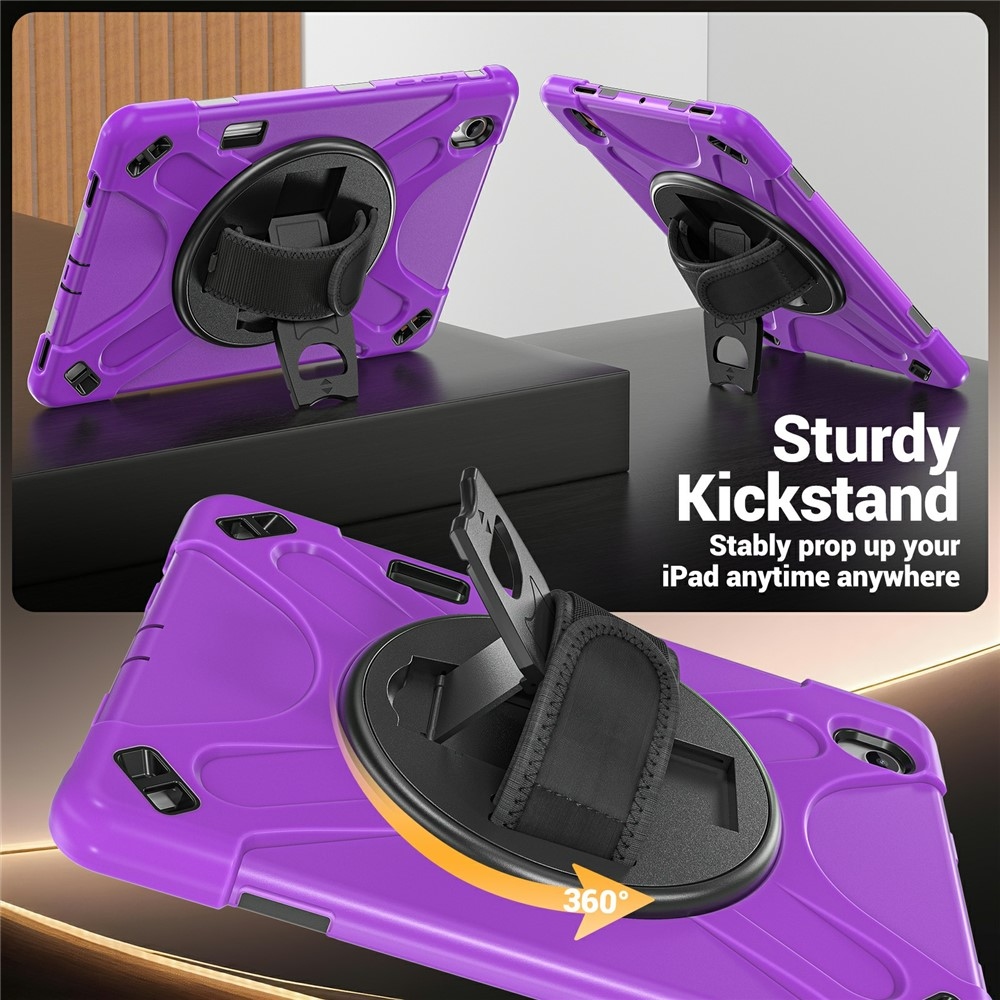 Strap odolný kryt s držákem na ruku a ramenním popruhem na Samsung Galaxy Tab S12+ - fialový