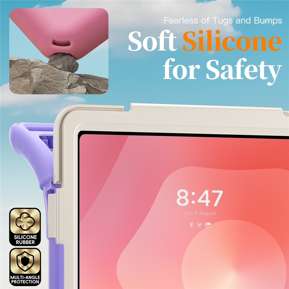 Strap odolný kryt s držákem na ruku a ramenním popruhem na Samsung Galaxy Tab S12 Ultra/S11 Ultra - barevné pruhy