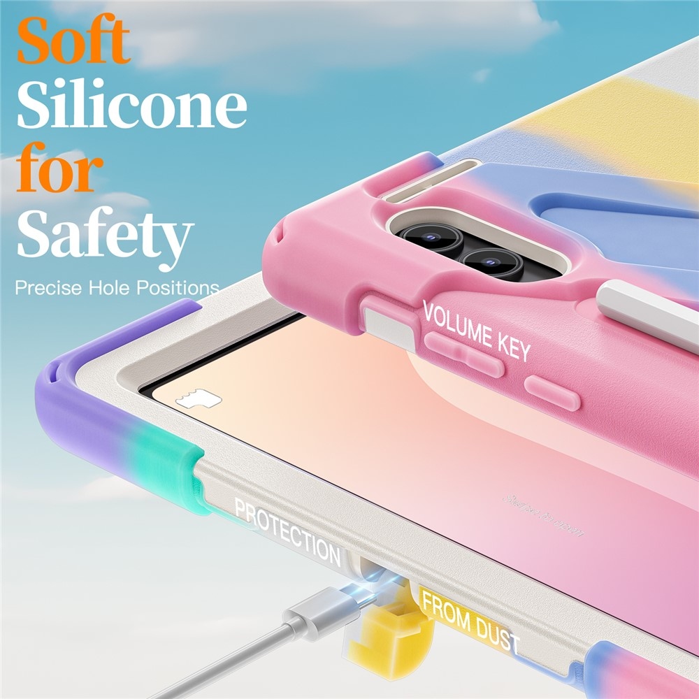 Strap odolný kryt s držákem na ruku a ramenním popruhem na Samsung Galaxy Tab S12 Ultra/S11 Ultra - barevné pruhy